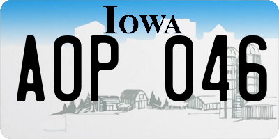 IA license plate AOP046