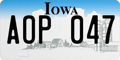 IA license plate AOP047