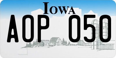 IA license plate AOP050