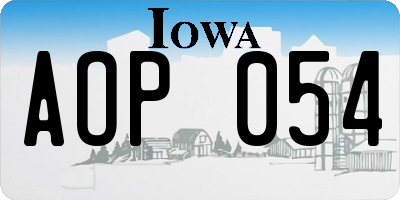 IA license plate AOP054