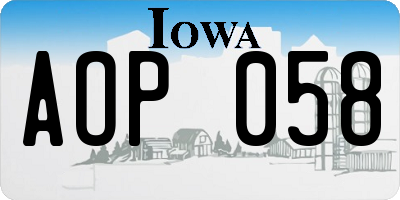IA license plate AOP058