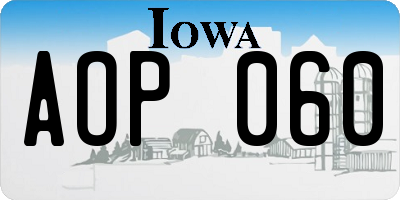 IA license plate AOP060