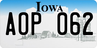 IA license plate AOP062