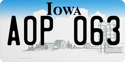 IA license plate AOP063