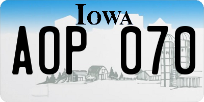 IA license plate AOP070