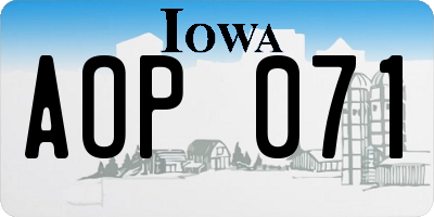 IA license plate AOP071