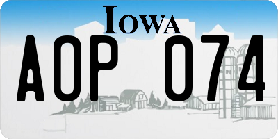 IA license plate AOP074