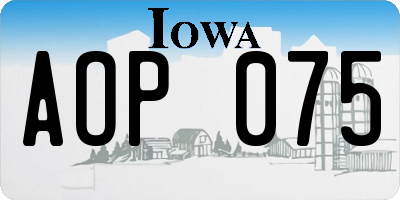 IA license plate AOP075