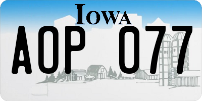 IA license plate AOP077