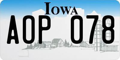 IA license plate AOP078