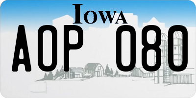 IA license plate AOP080