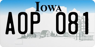 IA license plate AOP081
