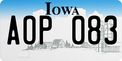 IA license plate AOP083