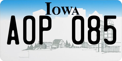 IA license plate AOP085