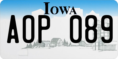 IA license plate AOP089