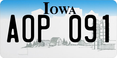 IA license plate AOP091