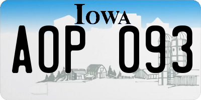 IA license plate AOP093