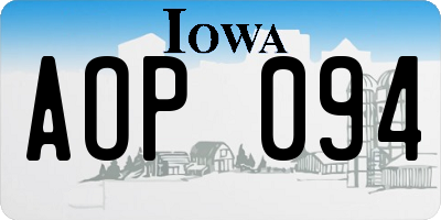 IA license plate AOP094