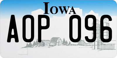IA license plate AOP096