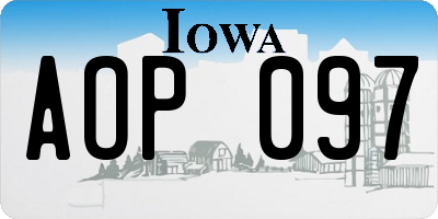 IA license plate AOP097