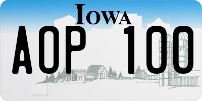 IA license plate AOP100