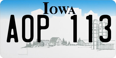 IA license plate AOP113
