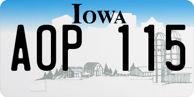 IA license plate AOP115