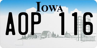IA license plate AOP116