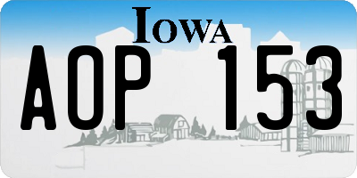 IA license plate AOP153