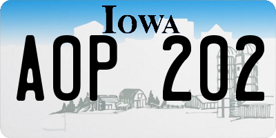 IA license plate AOP202