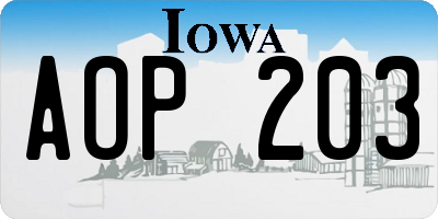 IA license plate AOP203