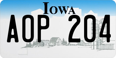 IA license plate AOP204