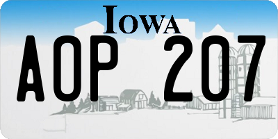 IA license plate AOP207