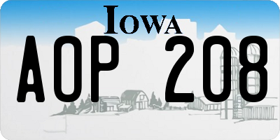 IA license plate AOP208