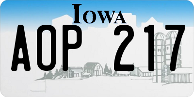 IA license plate AOP217