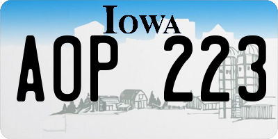 IA license plate AOP223