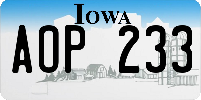 IA license plate AOP233