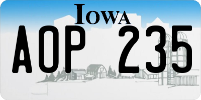 IA license plate AOP235
