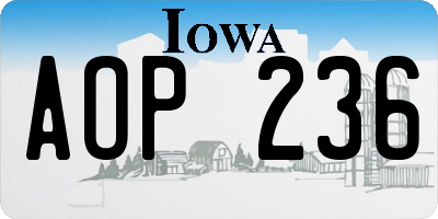 IA license plate AOP236