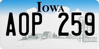 IA license plate AOP259