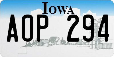 IA license plate AOP294