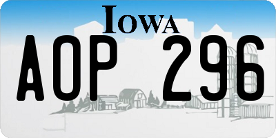 IA license plate AOP296