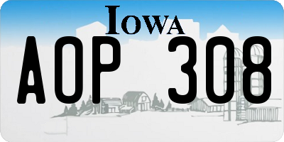 IA license plate AOP308