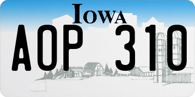 IA license plate AOP310