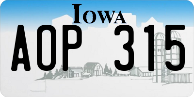 IA license plate AOP315