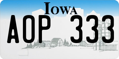 IA license plate AOP333