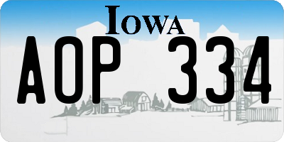 IA license plate AOP334