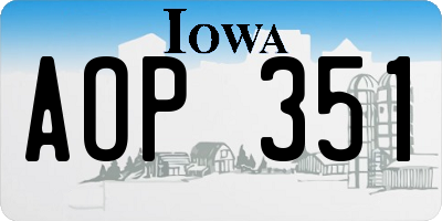 IA license plate AOP351
