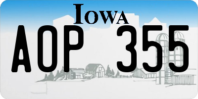 IA license plate AOP355