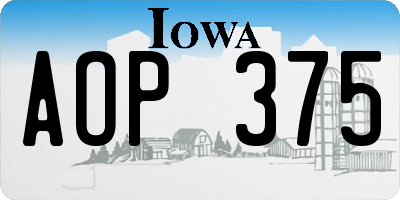 IA license plate AOP375